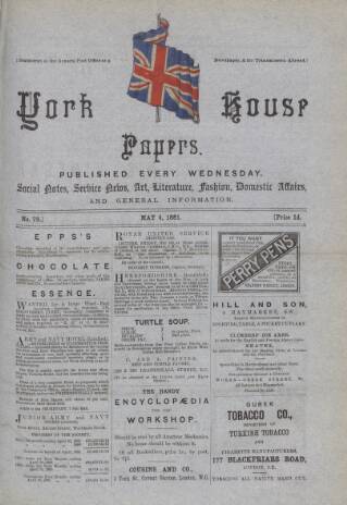 cover page of York House Papers published on May 4, 1881